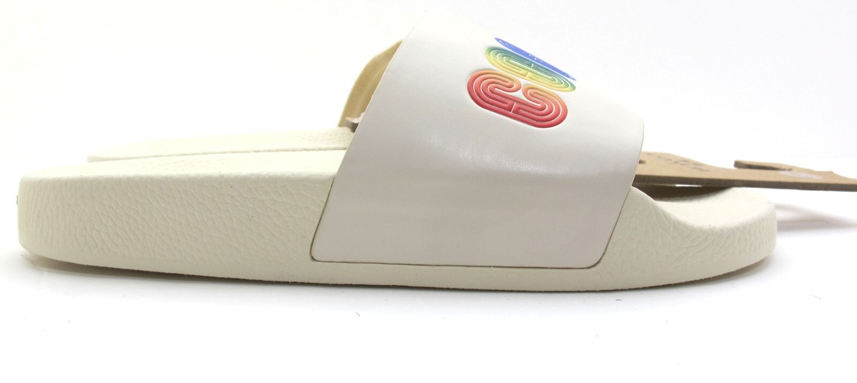 New COACH Mens Slide Sandals Chalk/Light Beige Rainbow C  display picture 3
