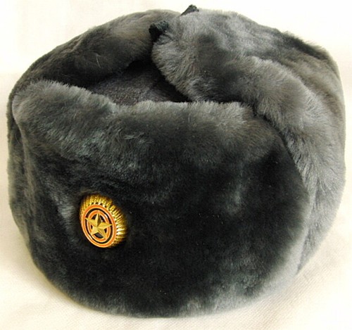 Grey Mouton Sheepskin Fur Ushanka Hat 
