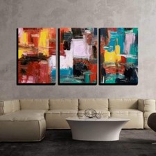 Wall26 - Abstract Painting - Canvas Art Wall Decor - 16"x24"x3 Panels