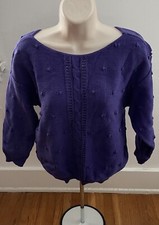 Vintage Beldoch Popper Knit purple Sweater Pullover Size Small long Sleeve USA