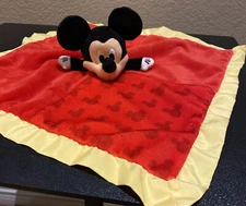 Disney Baby MICKEY MOUSE Security Blanket Lovey Red Yellow Crinkle Ears 14"
