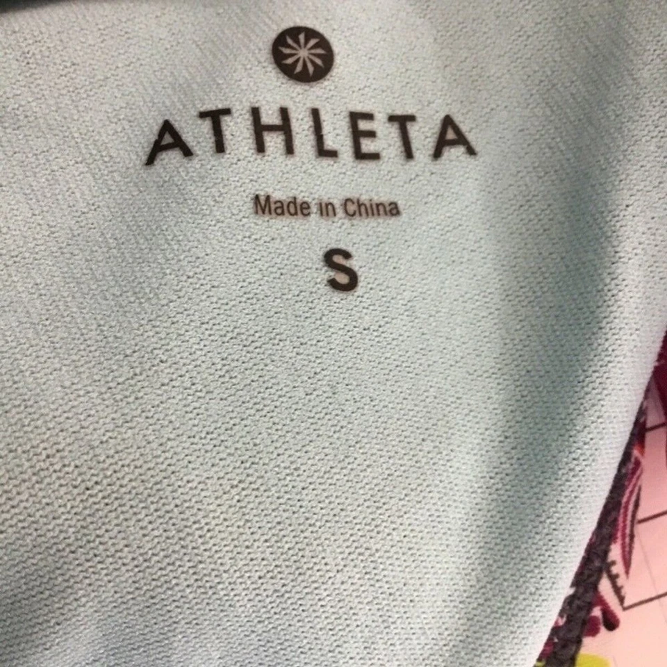 Tankini de natación Athleta para mujer marrón/rosa estampado cachemir cuello halter talla S Foto 3 de 4