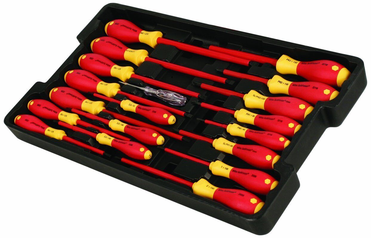 Wiha 32095 Slotted and Phillips Insulated Screwdriver Set, 1000 Volt, 19  Piece