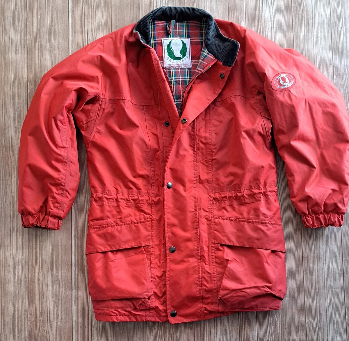 Vintage Belstaff Jacket 80s / 90s Motorcycle Jacket Red Nylon Cotton Logo Sew
