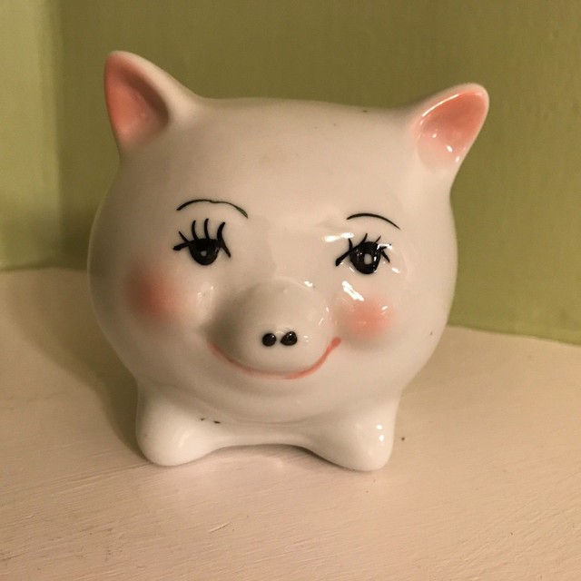 Ceramic White 3" height small adorable piggy bank eBay