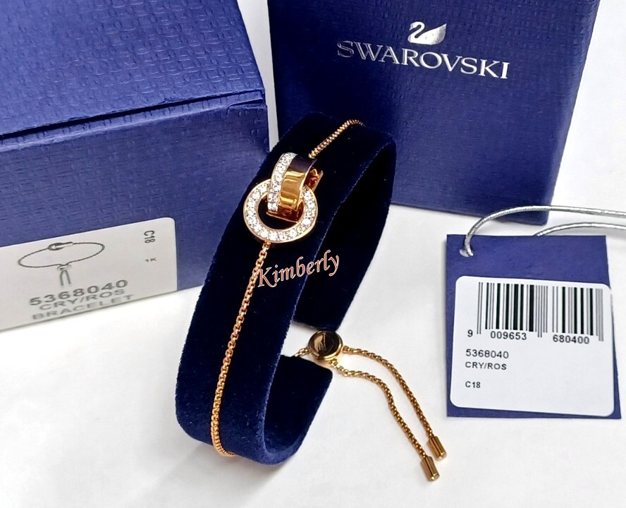 【美品】スワロフスキー HOLLOW ブレスレット 5368040 Swarovski Hollow Bracelet 2 Interlock Adjustable Clear