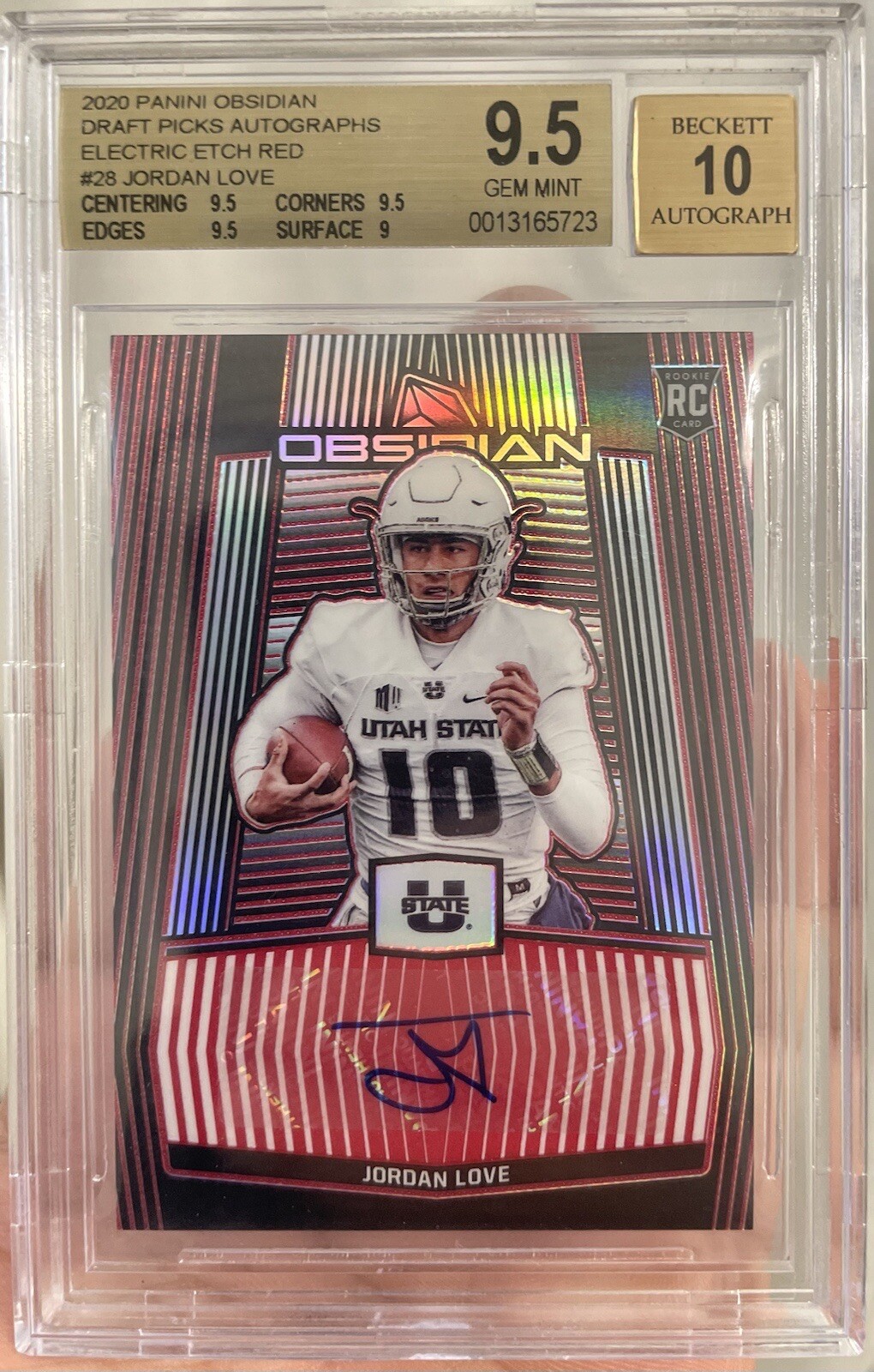 Jordan Love Panini Obsidian Draft Picks Autographs #28 Autographs Electric Etch Red