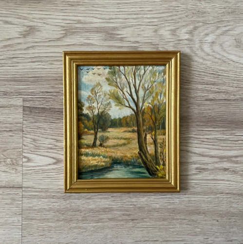 Miniature oil painting framed vintage art - Picture 1 of 10