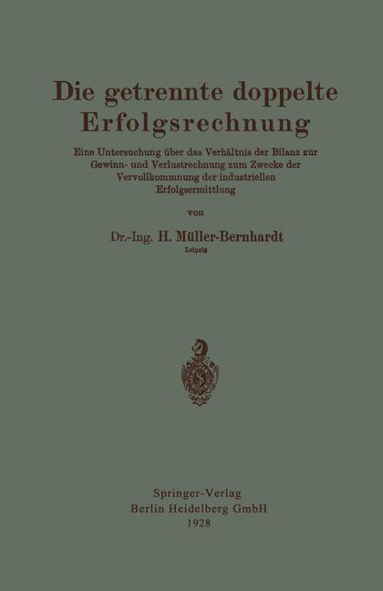 Thumbnail - Die Getrennte Doppelte Erfolgsrechnung | Buch | 9783662323960