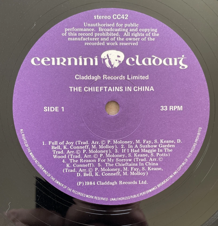 The Chieftains In China - Irish vinyl LP gatefold sleeve Claddagh CC42 1984 EX - Image 3 of 4