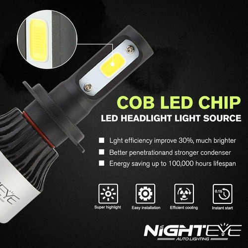 Nighteye Car 72W 9000LM H7 LED Conversion Headlight KIT Bulbs Cool White - Picture 5 of 7
