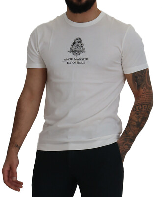 DOLCE & GABBANA T-shirt White Logo Cotton Amor Magister IT46
