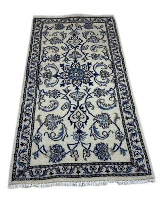 Teppich Nain Handgeknüpft Perserteppich Orientteppich Carpet Matta Rug 140x68cm