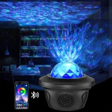 LED Galaxy Projector Ocean Wave LED Night Light Music Player Remote Star Rotatin