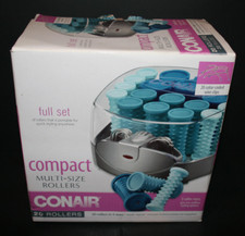 Conair Compact 20 Multi-Size Hot Hair Rollers Curlers Teal Missing Wire Clips 