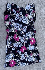 KAARI blue Women's Small Black Floral Flutter Sleeve Dress