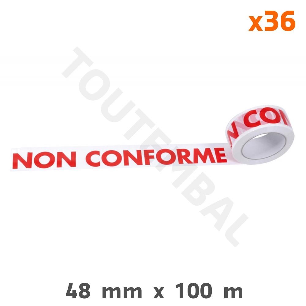 Ruban adhésif imprimé NON CONFORME haute résistance de 48 mm x 100 m pour emballage industriel