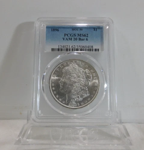 TOP 50!  1896-P  MORGAN "VAM-20 Bar 6" Silver Dollar, PCGS MS-62!