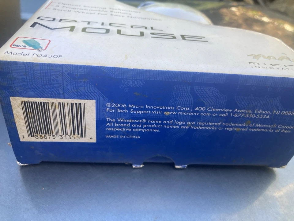 Micro Innovations PS/2 Optical Scroll Mouse Model PD430P NEW OLD STOCK (NOS) - Image 2 of 3