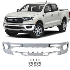Chrome Steel Front Bumper Face Bar W/O Sensor Holes For 2019-2023 Ford Ranger