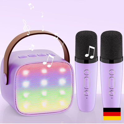 Karaoke Maschine mit 2 Mikrofonen | LED-Lichter & Bluetooth