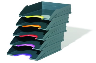 VARICOLOR ECO Stackable Letter Tray Color Coded Files Gray Durable
