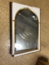 Essential 20 in. X 32 in. Arch Framed Mirror in Moderne Brushed Gold