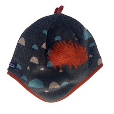 Patagonia Kids Fleece Lined Reversible Hat Hedgehog Cloud Pattern Orange Trim