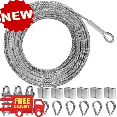 Cable de acero de 3/16'', kit de 50 pies de cable de acero inoxidable 304, núcleo