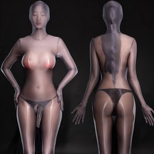 Men's Ultra Sheer Shiny Tights Bodystocking Zentai Full Bodysuit Footed Jumpsuit