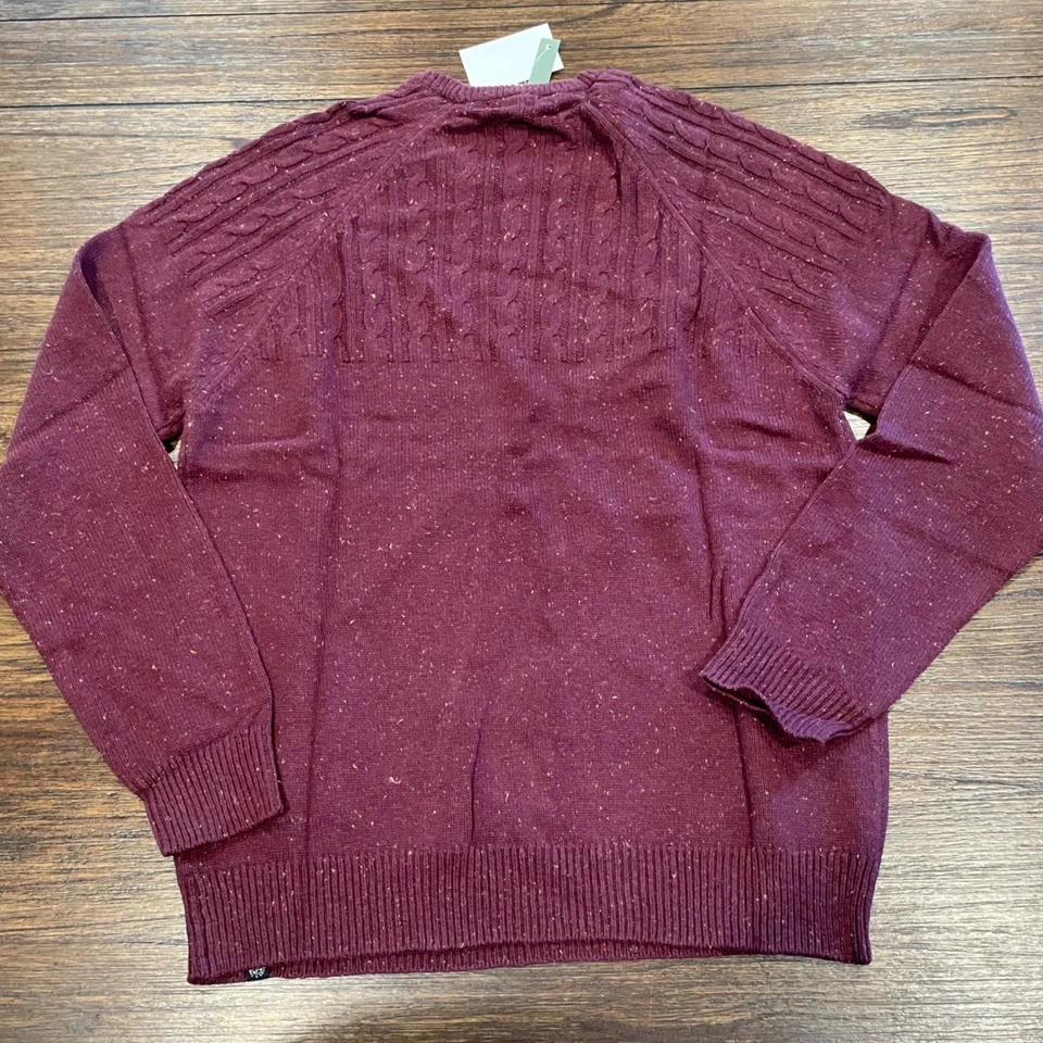 NWT Threads 4 Thought Men's Sz M Burgundy Crewneck Sweater Cable Knit Stitch Fix - Image 3 of 4