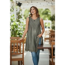 Blue Skies of Florida Olive Gray Embroidered ...