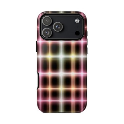 Phone Ink - iPhone | Galaxy | Pixel Case - Pink Neon Line Grid Pattern