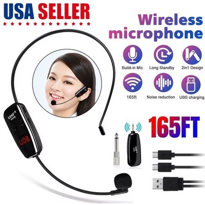 Long Range Microphone UHF Wireless Headset Mic System Digital Screen Speech New