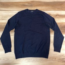 ZARA Sweater Mens Medium Navy Blue Basic Crew Neck Long Sleeve