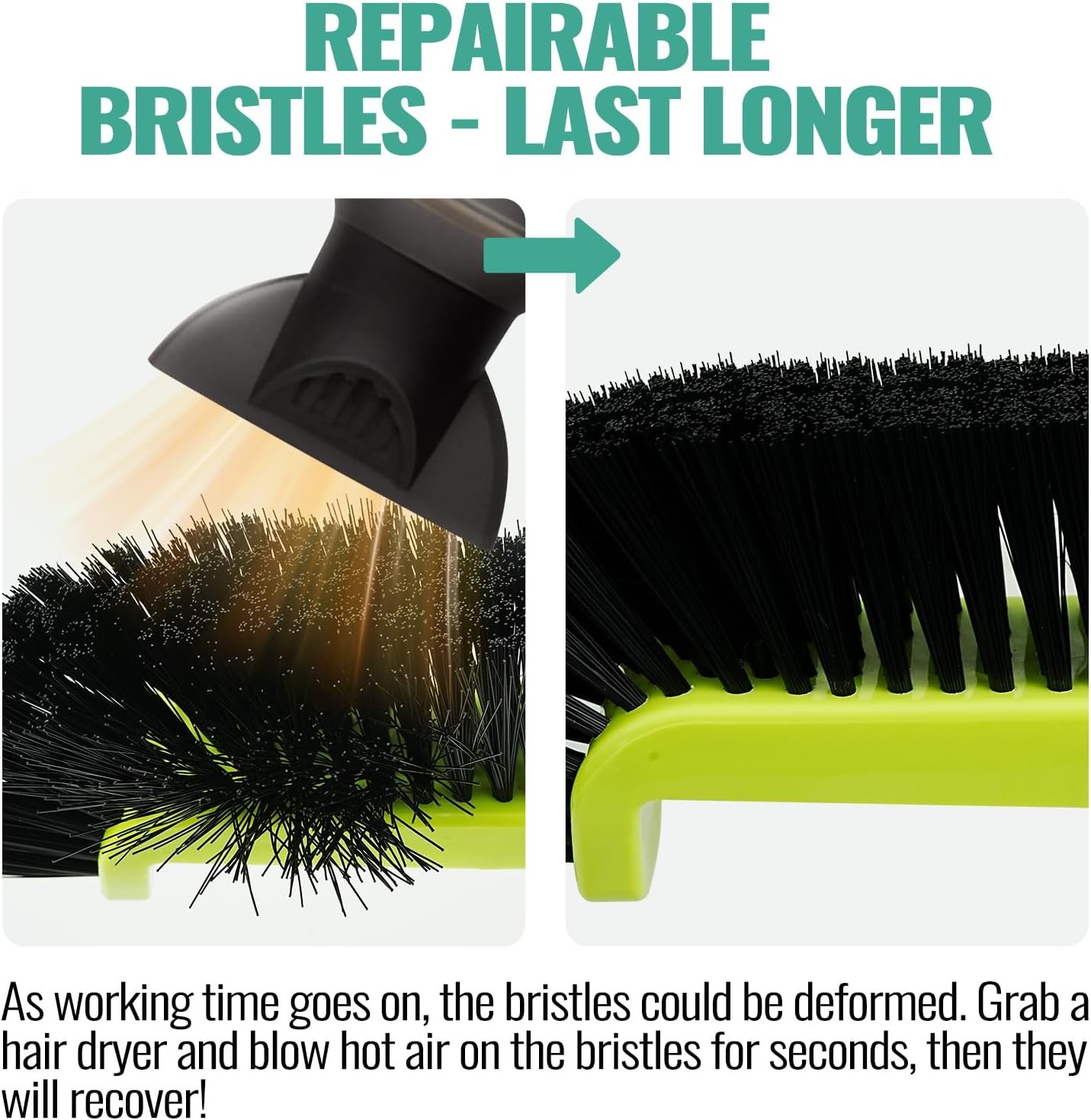 18" Pool Brush Head for Cleaning Swimming Walls, Curved Ends Black 