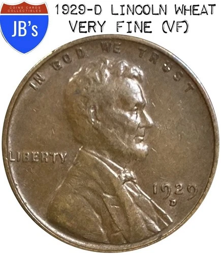 1929-D Lincoln Wheat Cent Penny 1c - Circulated Very Fine (VF)