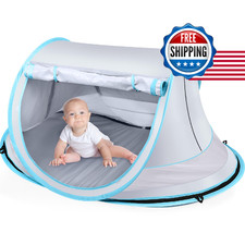 Baby Beach Tent Large Pop Up Sun Shade Portable Travel Play Tent w/ Mosquito Net