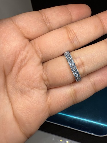 14k white gold 1.75 ctw Lab grown Blue Diamond eternity band size 6.5 - Picture 7 of 11