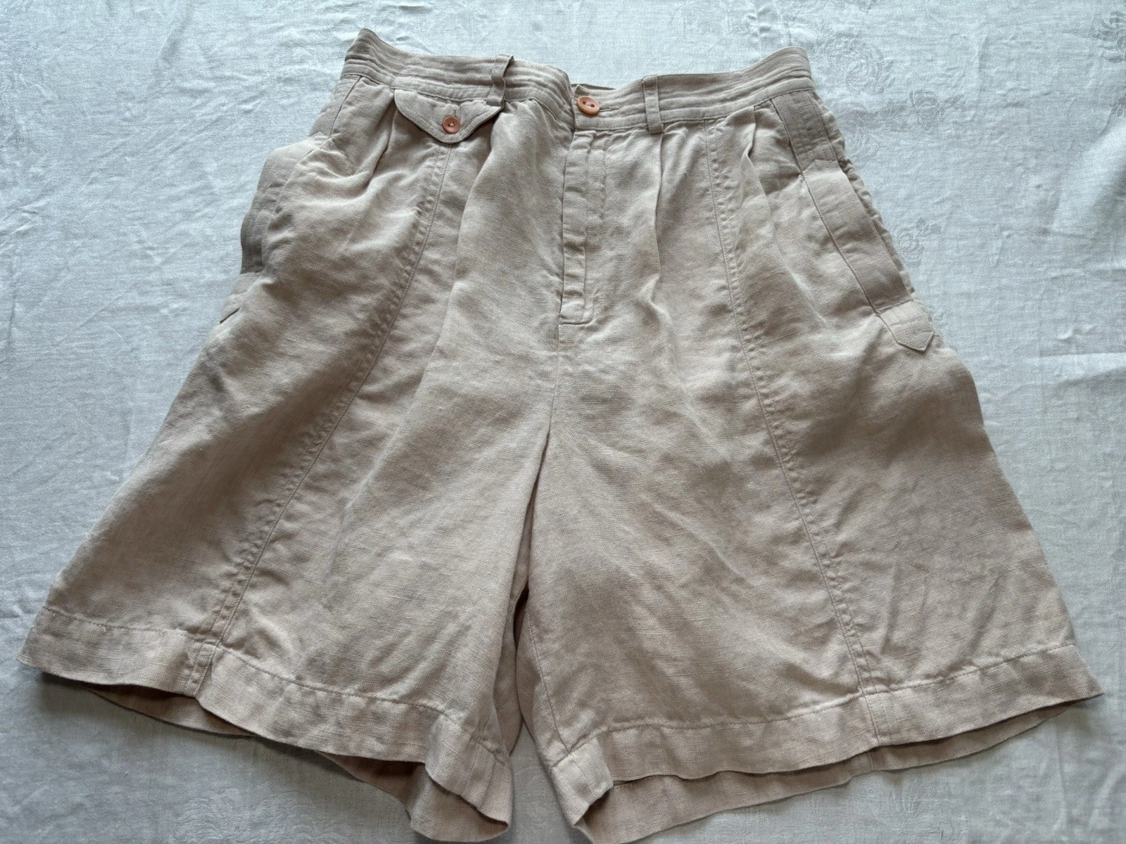 100% Linen Sz 6 Pleat Front 7.5” Gabardine Bermuda Shorts Rachel Comey New York