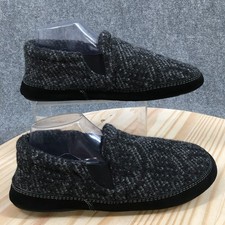 Acorn Slippers Mens 9-10 Cozy Slip On Flat Loafers Lined Black Gray Wool Blend