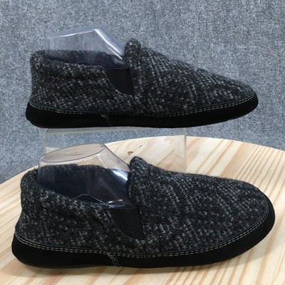 Acorn Slippers Mens 9-10 Cozy Slip On Flat Loafers Lined Black Gray Wool Blend