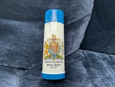 Vintage 1970’s Aladdin Thermos Flask Queens Silver Jubilee 1977 Very Good