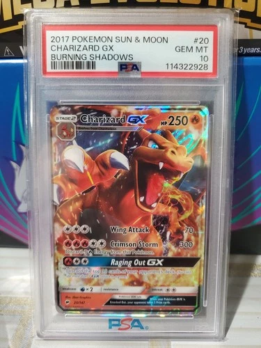 2017 Pokemon Sun & Moon Burning Shadows Charizard GX #20/147 PSA 10 GEM MINT🔥