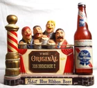 VINTAGE PABST BLUE RIBBON BEER METAL BARBER SHOP DISPLAY