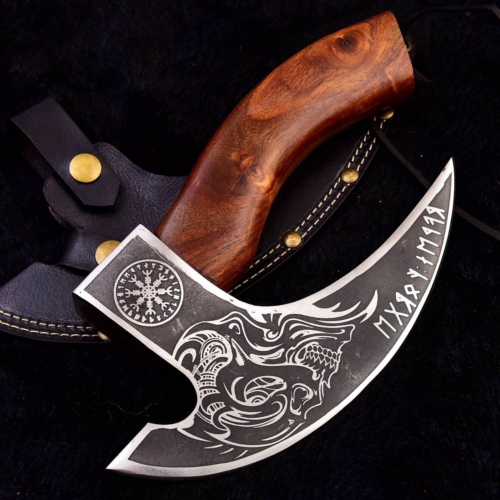 10” Handmade Carbon Steel Acid Etched Pizza Cutter Axe Rosewood Handle
Opens in a new window or tab