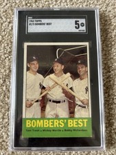 1963 Topps - Mickey Mantle, Bobby Richardson, Tom Tresh #173 SGC 5 EX Yankees
