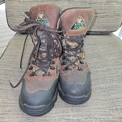 Rocky 800g Thinsulate Gore-Tex Hunting Boots Men’s 8.5 M Leather Camo Waterproof - Picture 10 of 20