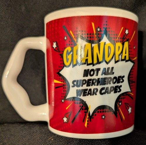 Coffee Mug Hot/Cold "Grandpa Not All Heroes Wear Capes" size 3.5 tall by 4" wide - Picture 2 of 4