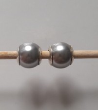 Set Of 2 TRUTH silver PK 925 silver grey faux pearl bracelet charm beads